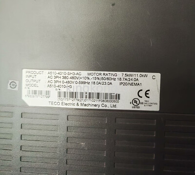 Variateur De Fréquence TECO A510 7.5KW/11KW - Neuf, Parfait Pour Automatisme Industriel