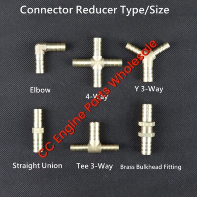 Pipe Tubing Connector Reducer Splicer Brass Fitting Hose Barb Fuel Water Gas Air