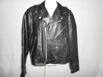 VINTAGE Sears Thick STEERHIDE LEATHER Motorcycle Biker Jacket 46