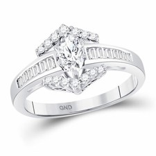 14kt White Gold Marquise Diamond Solitaire Bridal Wedding Engagement Ring 3/4