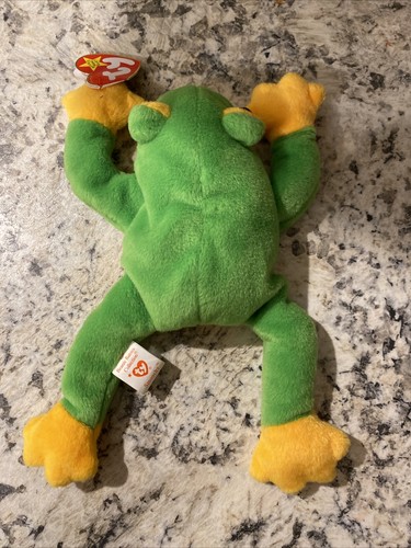 Ty Beanie Babie Green and Yellow 8in smoochy Frog - 4039 - Picture 5 of 10