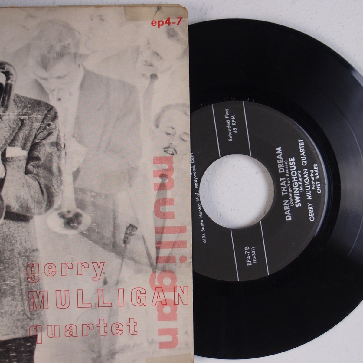 GERRY MULLIGAN QUARTET: '53 Jazz EP GF Orig 45 w/ Chet Baker VG++