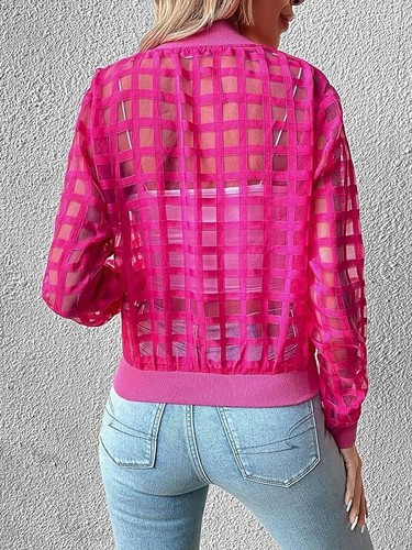 NEW SHEER BOMBER CROPPED JACKET 4-COLORS unique leisure WHITE concert casual SML - Picture 5 of 12