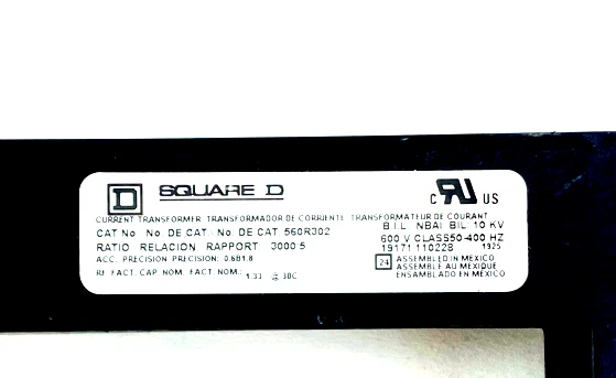 Square D 560R-302 Full Wave Current Transformer 3000:5 Ratio ANSI C57.13 UL10kV - Image 2 of 2