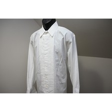 Jos. A. Bank Tuxedo Shirt Men XL White Pleated Bib French Cuff Excellent
