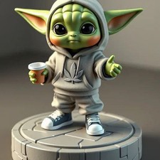 Urban Baby Yoda 3D Printed Statue - No Assembly Required, UNPAINTED  Height 85mm