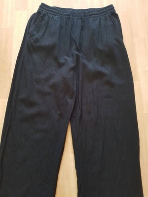 VERO MODA Wide Leg Hose schwarz mit Leinen Gr. L