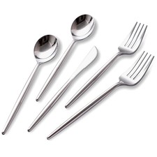 150Pcs Silver Plastic Silverware, Silver Disposable Cutlery, Heavy Duty Dispo...