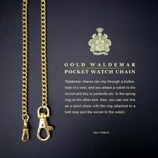 Men's Gold-Plated Waldemar Pocket Watch Chain Lobster Clasp  Swivel FOB 016