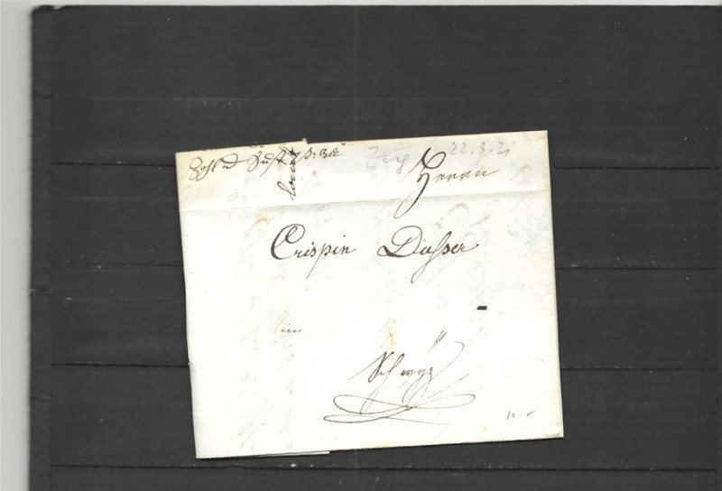 EUROPE 1831 FOLDED LETTER STAMPLESS COUNTRY? F #602
