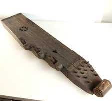 1869 Antique Hungarian Zither, Tramp Art Details, String Folk Musical Instrument