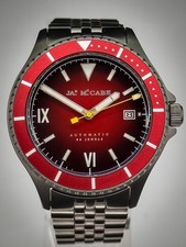 James McCabe Legacy Men's Diver Automatic JM-1045-07 41mm Red Dial SS 10ATM