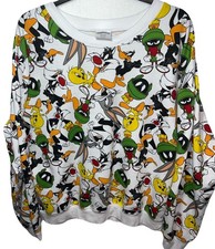 XXL 19 Looney Tunes All Over Character Print Women  s Pullover Sweatshirt Read