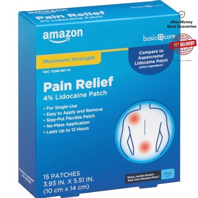 Maximum Strength OTC Pain Relief , 4% Lidocaine Patch, 3.9  x 5.5 , 15-Count ...
