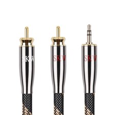 3.5mm to 2 RCA Audio Cable 22AWG Ultra-high Purity Copper 3.2ft - Hi-Fi Sound