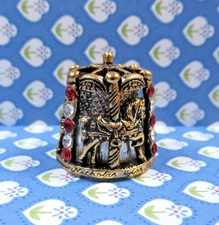 Vintage Nicholas Gish Thimble ~ Carousel with Colored Stones ~ *RARE*