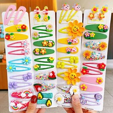 12 Pc Girls Colorful Cartoon Flower Hair Clips Barrettes Hair Accessories Set