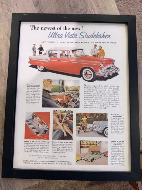 frmed 9x111 vista vista studebaker car add