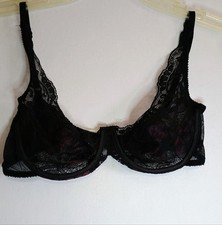 Lace Underwire Bra - Black with Subtle Pink Detail Size 36C
