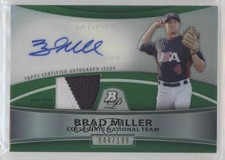 2010 Bowman Platinum Relic Refractor Green 44/199 Brad Miller Patch Auto w5b