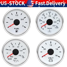 4 Gauge Set 52mm Fuel Level Water Temp Volt Oil Pressure For Car Truck Boat Us