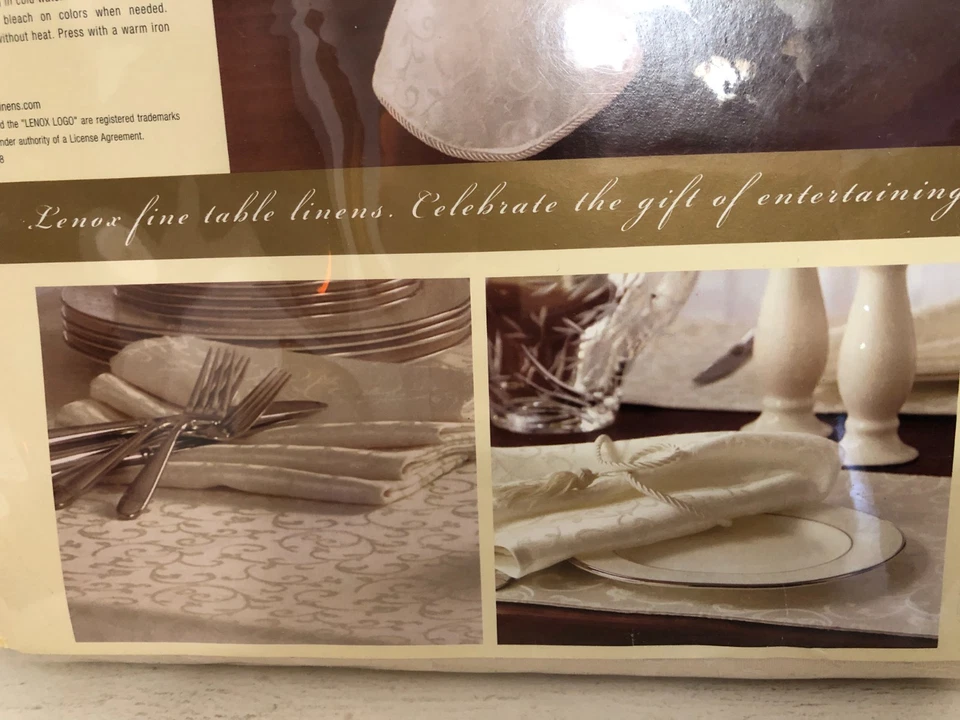 Lenox 90" Mantel Redondo Elegante 'Opal Innocence' Marfil Trenzado Cordón Borde Foto 4 de 4