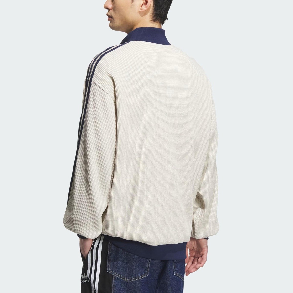 Adidas Originals Waffle Knit Full Zip Track Jacket 'Off-White