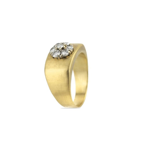 Ring Gelbgold 750 mit Diamantrosette, Vintage