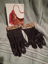 Vtg.Coach Snake Skin Charmed Cuffs Brown Leather Gloves, Sm