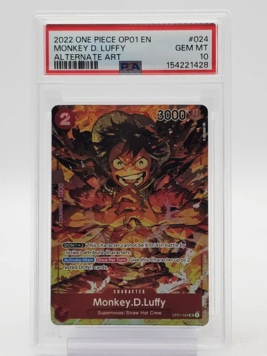 MONKEY D. LUFFY 2022 ONE PIECE ROMANCE DAWN SR ALT ART #OP01-024 PSA 10 Q7217