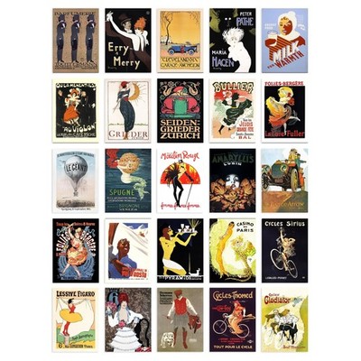 Artery8 50 Pcs Art Deco Vintage Advert Posters Aesthetic Collage Kit Wall Art...