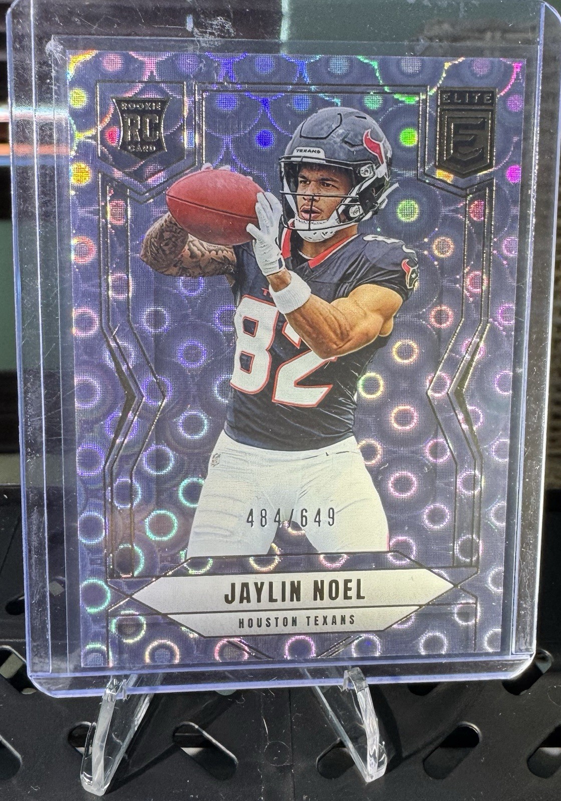 2025 Panini Donruss Elite Jaylin Noel Lavender Pyramids /649 #135 Texas (RC)