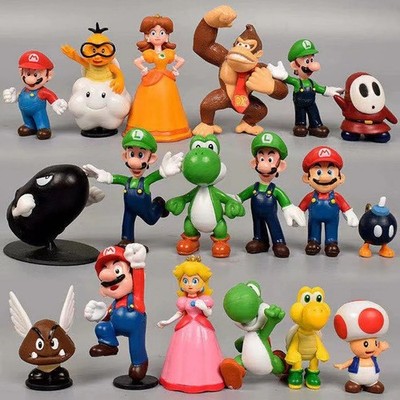 18 Teile/Set Super Mario Bros PVC Actionfigur Spielzeug Puppen Modell Set Luigi Yoshi