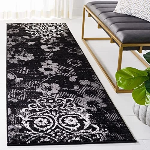 Adirondack Collection Runner Rug - 2'6" x 2'6" x 12' (Runner) Black/Silver - Image 2 of 4