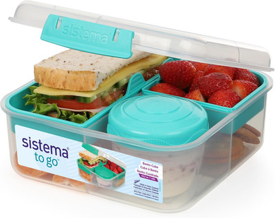 Sistema Bento Box to GO Brotdose Mit Fächern | 1,25 L Lunchbox Mit Joghurt-/Fruc