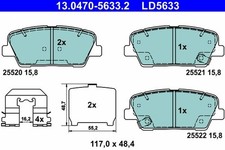 ATE CERAMIC BREMSBELÄGE SATZ HINTERACHSE passend für HYUNDAI GRAND SANTA