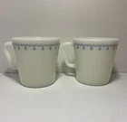 Vintage Pyrex Blue Snowflake Garland Mugs (Set of 2 Lot) Coffee Cups Mugs Drink
