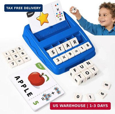 2 in 1 Kids Educational Toys, Spelling & Math Learning Game with Flash Cards Let