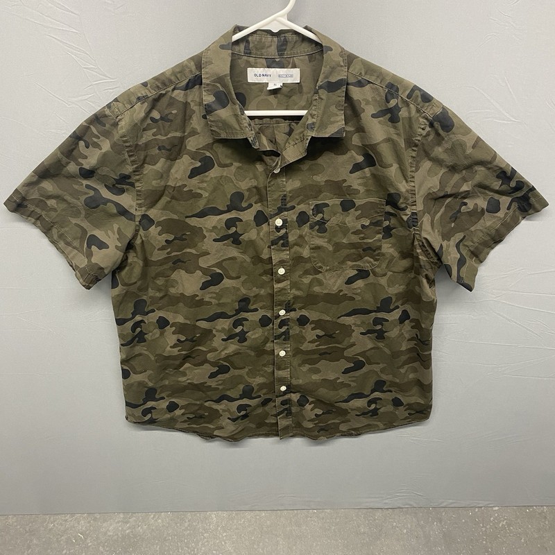 Men’s Old Navy Built In Flex Button Up Camoflage T Shirt Size XL