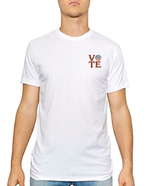 Футболка с флагом Kid Dangerous Mens Vote белого цвета-Большой размер