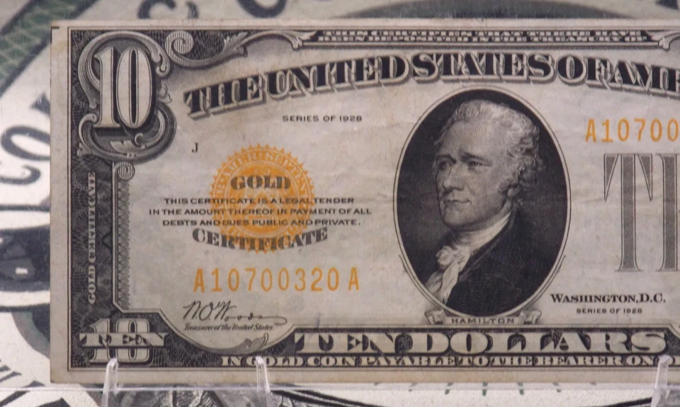 1928 年 10 美元黄金证书小钞票 Fr#2400 PCGS VF30 PPQ #366 ECC&C, Inc. — 第 2/4 张图片