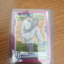 Topps 2021 Bowman Blake Snell #82 Fuchsia Border 213/299 Tampa Bay Rays