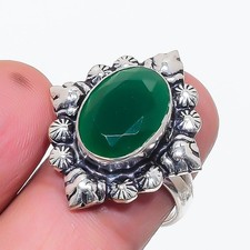 Green Onyx Gemstone 925 Sterling Silver Jewelry All Size Ring For Gift