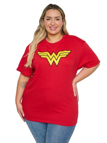 Women's Plus Wonder Woman T-Shirt Costume Tee Superhero Dress Up Red DC Comics - Picture 2 of 7