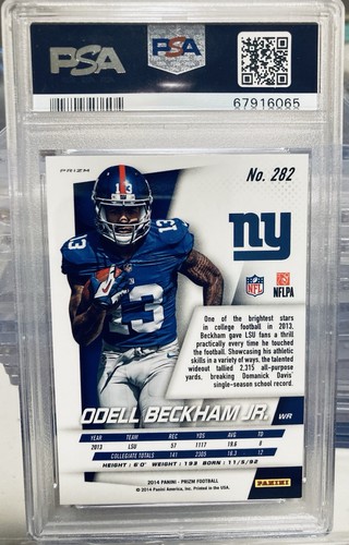 Prizm Odell Beckham Jr #282 (RC) 2014 PSA 10 💎 Como nuevo logotipo Panini Prizm POP 26 - Imagen 2 de 3