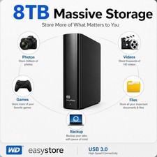 8TB WD easystore Desktop External HDD 3.5 in USB Black w/ Power | No Errors #2