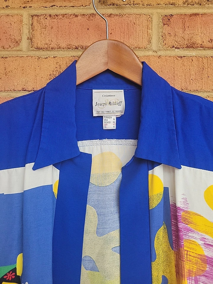 Chaqueta Camisa Abierta Arte Abstracto Música Joseph Ribkoff Creations Rara De Colección Talla 14 Foto 4 de 4