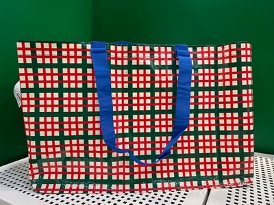 Ikea VINTERFINT Shopping bag Christmas large, check pattern multicolor - NEW