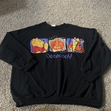 Vintage Winnie The Pooh Black Halloween Crewneck Sweatshirt, XL