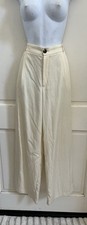 ZARA Cream Lyocell Silky High Rise Pleated Wide Leg Trouser Pants Sz L
